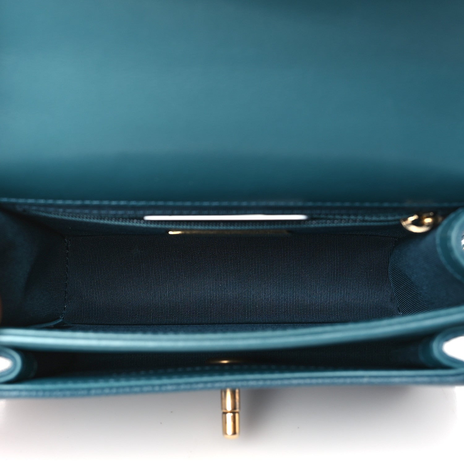 Chanel Calfskin Caviar Quilted Mini Chain Handle Flap Dark Turquoise 5 of 11