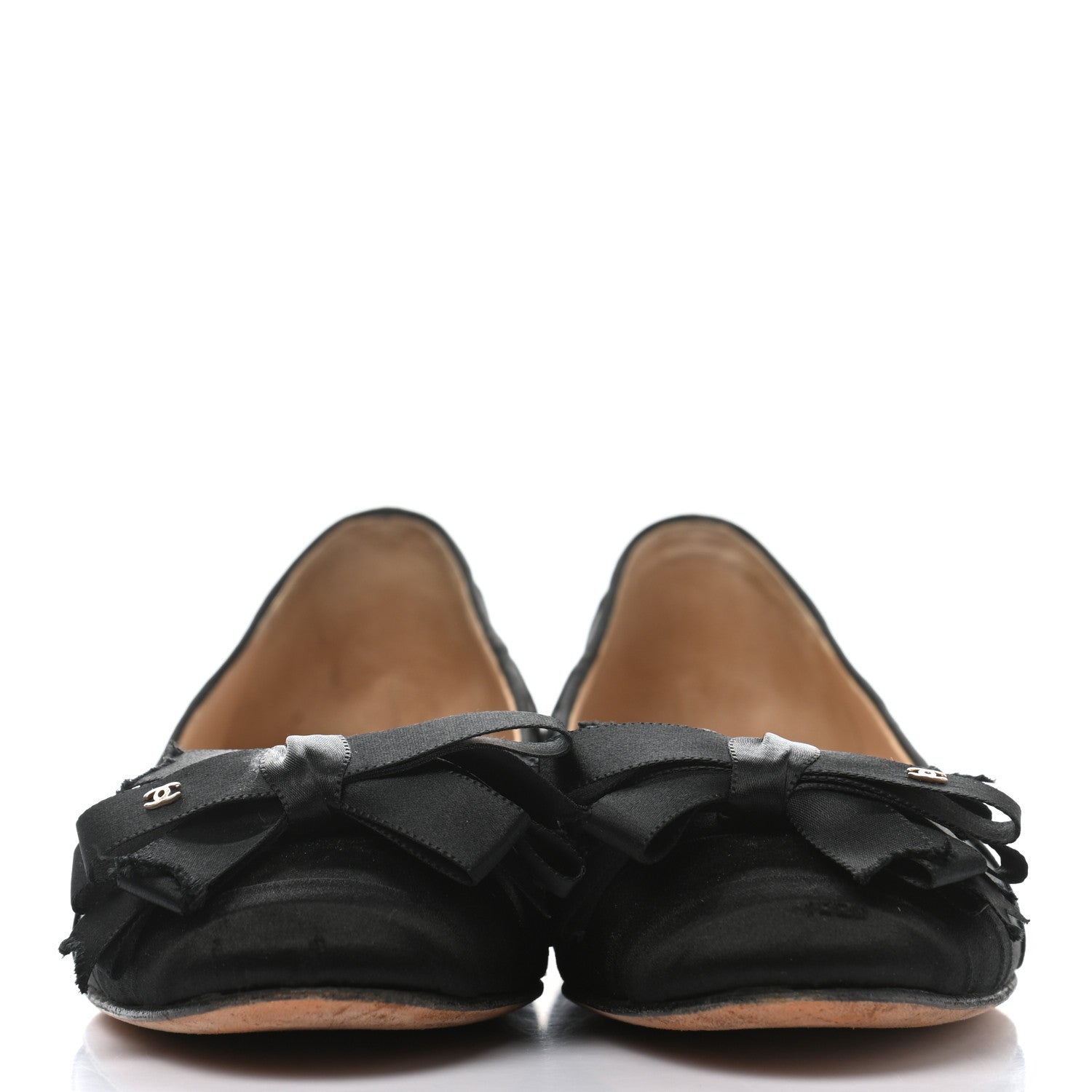 Chanel Satin CC Bow Flats 37 Black 2 of 13