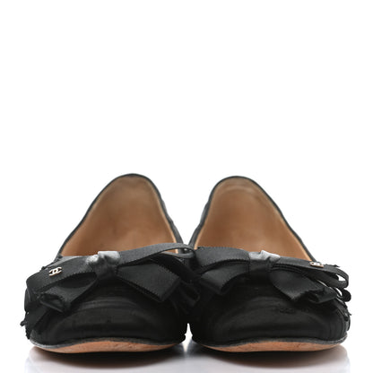 Chanel Satin CC Bow Flats 37 Black 2 of 13