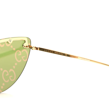 Gucci Metal Rimless Star Studded Monogram 90mm Cat Eye GG0666S Sunglasses Mirror Pink 6 of 9