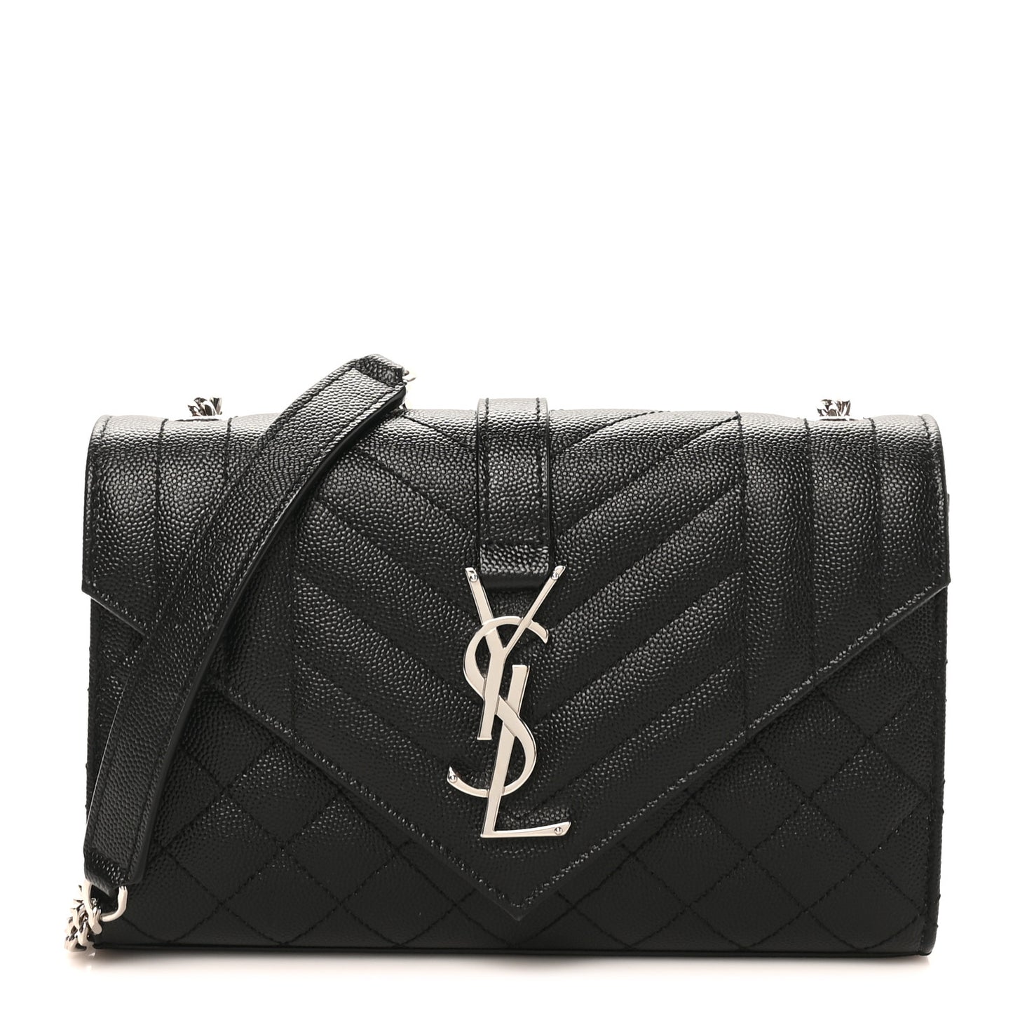 Grain De Poudre Textured Mixed Matelasse Triquilt Small Monogram Satchel Black