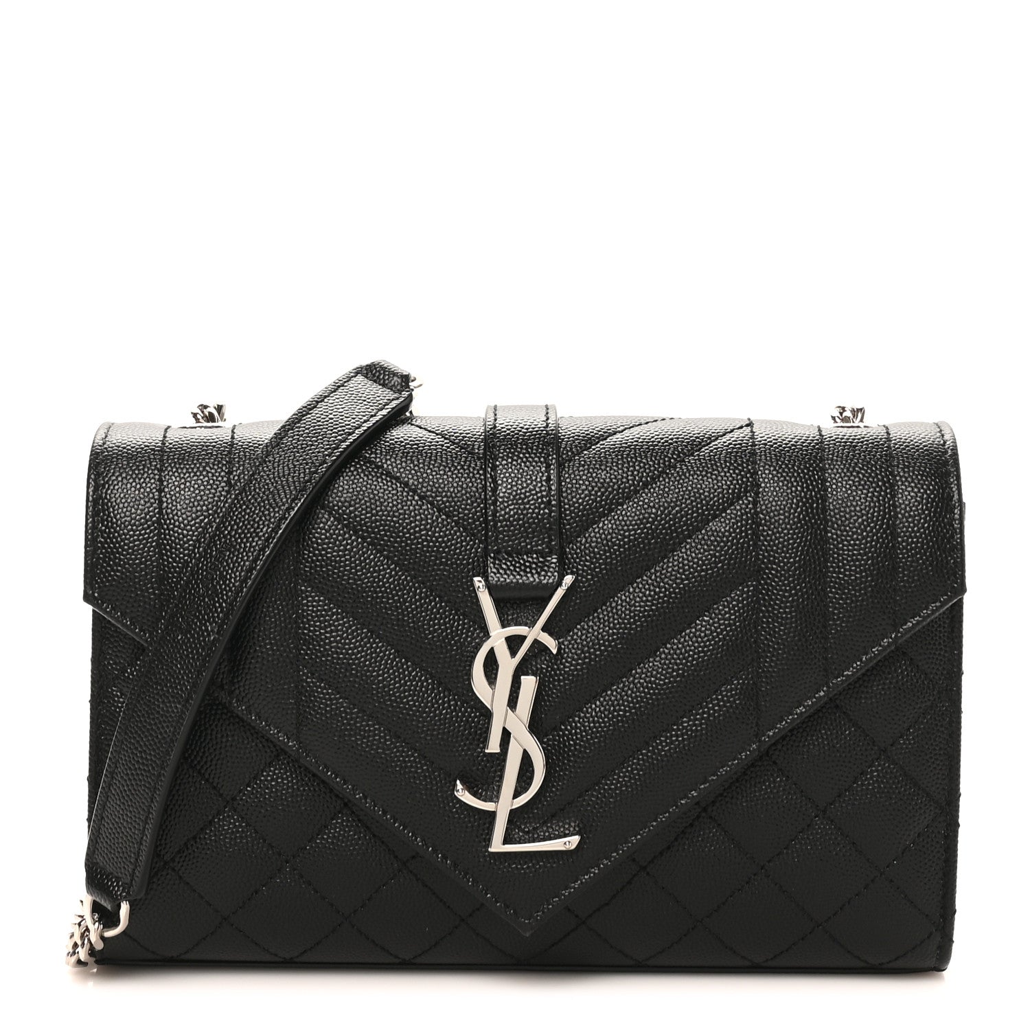 Saint Laurent Grain De Poudre Textured Mixed Matelasse Triquilt Small Monogram Satchel Black 1 of 8