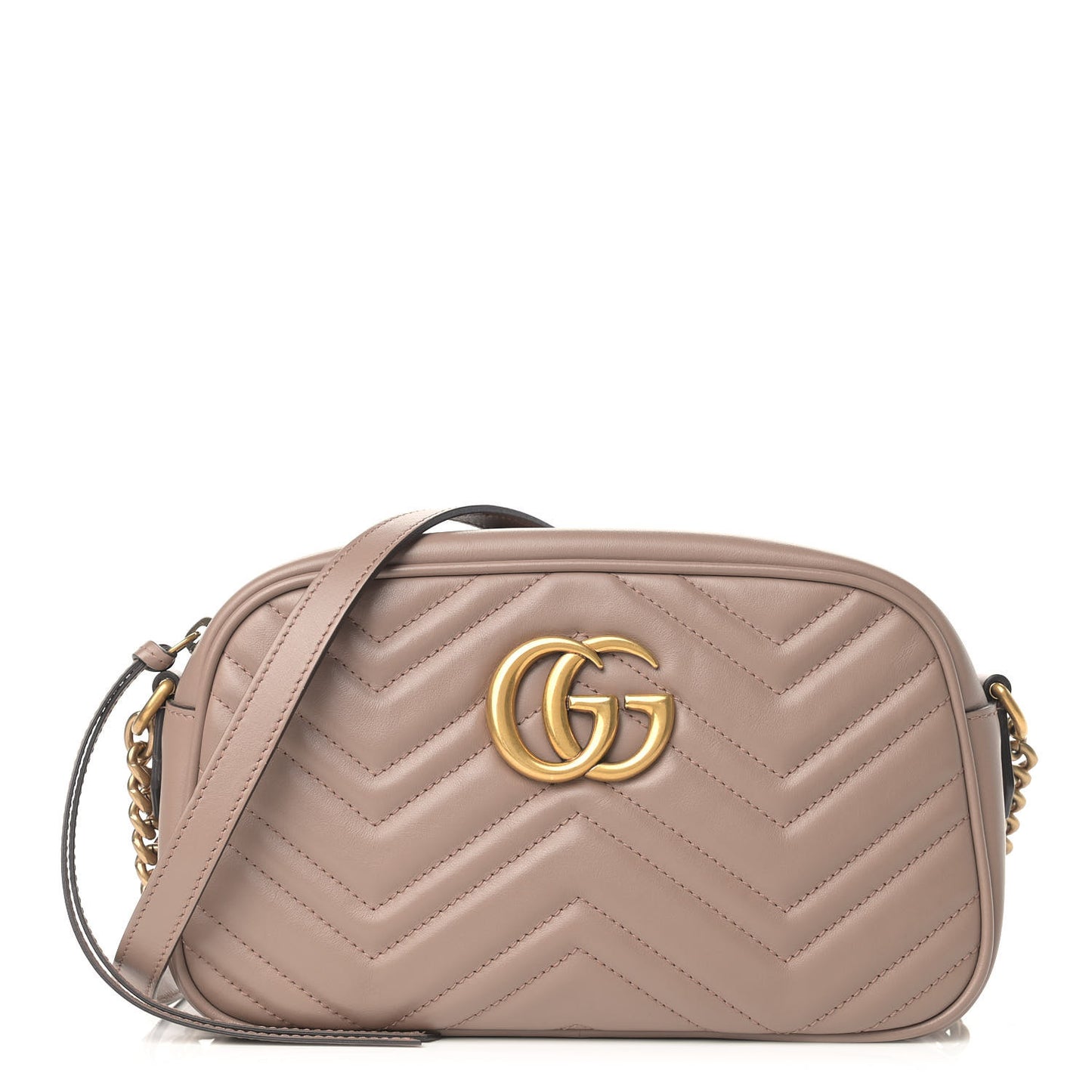 Calfskin Matelasse Small GG Marmont Chain Shoulder Bag Porcelain Rose