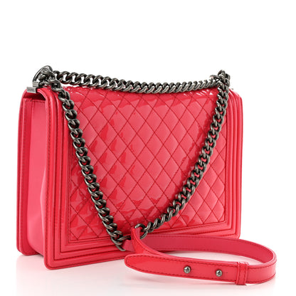 Chanel Patent Quilted Large Boy Flap Pink 3 of 11