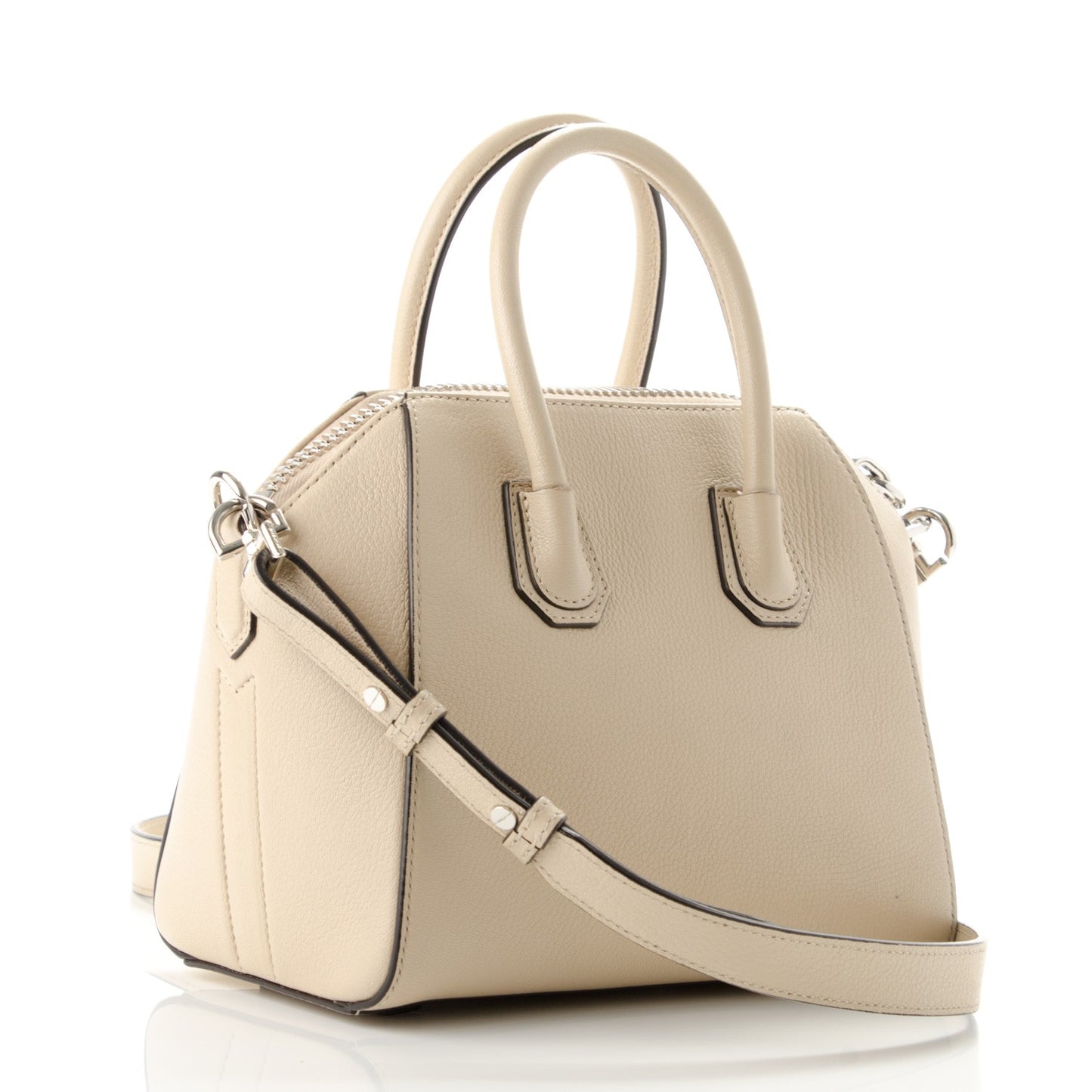 Sugar Goatskin Mini Antigona Beige Buff