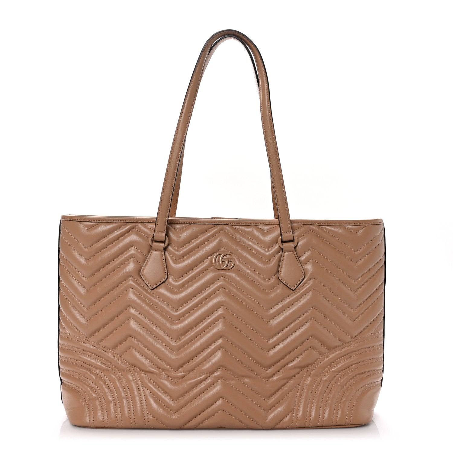 Gucci Calfskin Matelasse Monochrome GG Marmont Large Tote Camelia 2 of 10