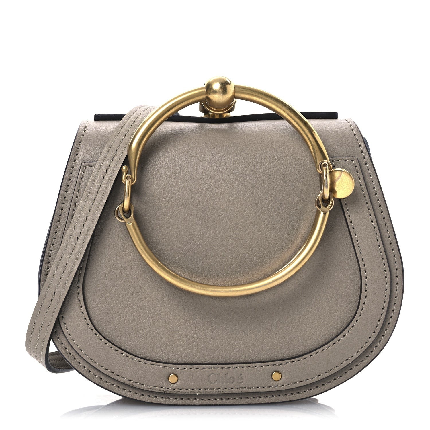 Chloe Calfskin Suede Small Nile Bracelet Bag Motty Grey 1 of 14
