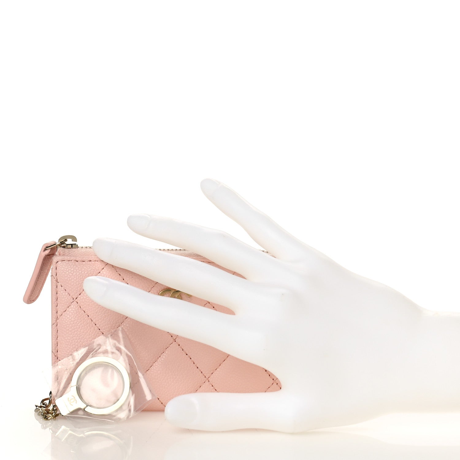 Chanel Caviar Quilted Zipped Key Holder Case Light Pink 2 of 10