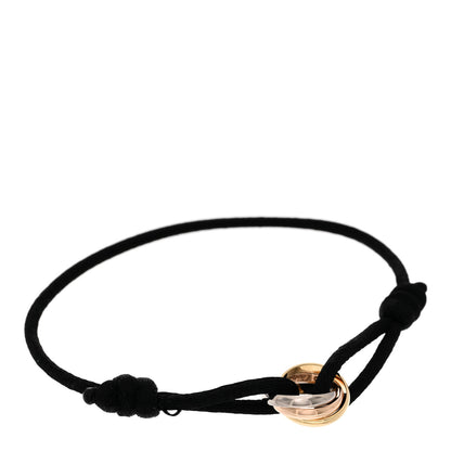 Cartier 18k Pink Yellow White Gold Trinity Adjustable Cord Bracelet Black 1 of 4