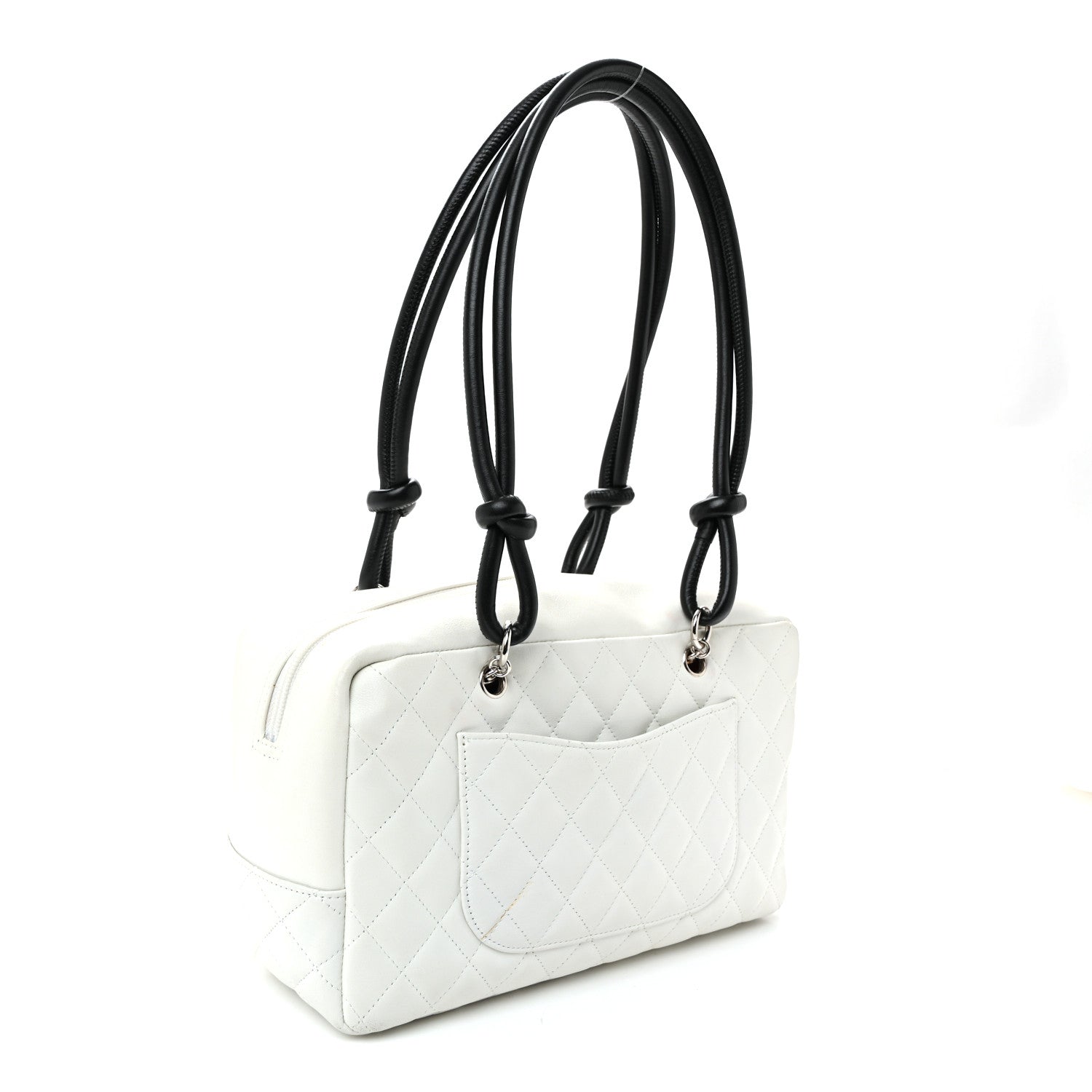 Chanel Calfskin Python Quilted Large Cambon Bowler White 3 of 12