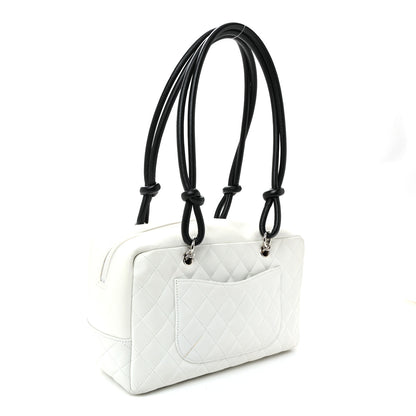 Chanel Calfskin Python Quilted Large Cambon Bowler White 3 of 12
