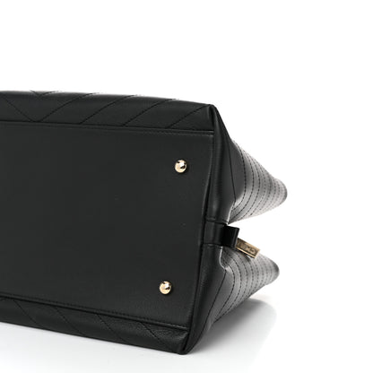 Chanel Calfskin Stitched Large Chevron Chic Shopping Bag Black 10 of 10