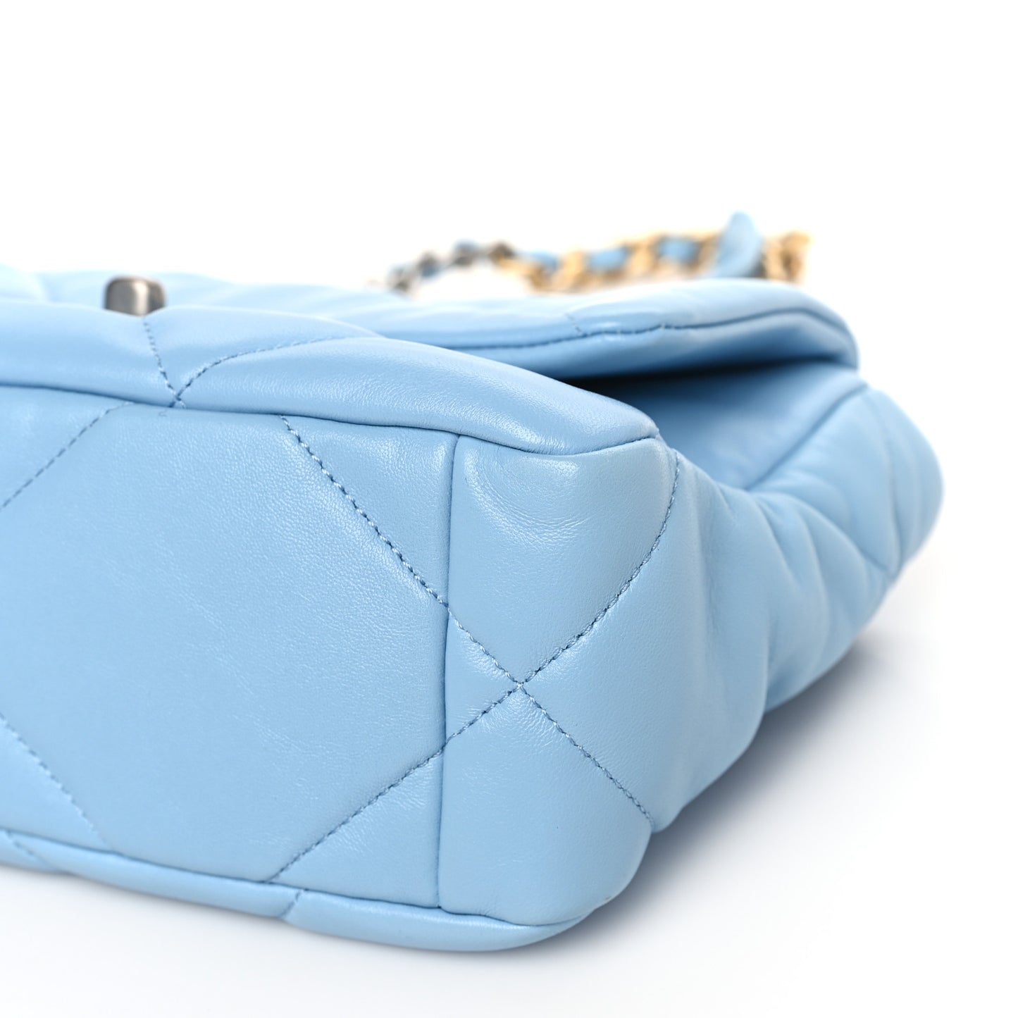 Lambskin Quilted Medium Chanel 19 Flap Light Blue
