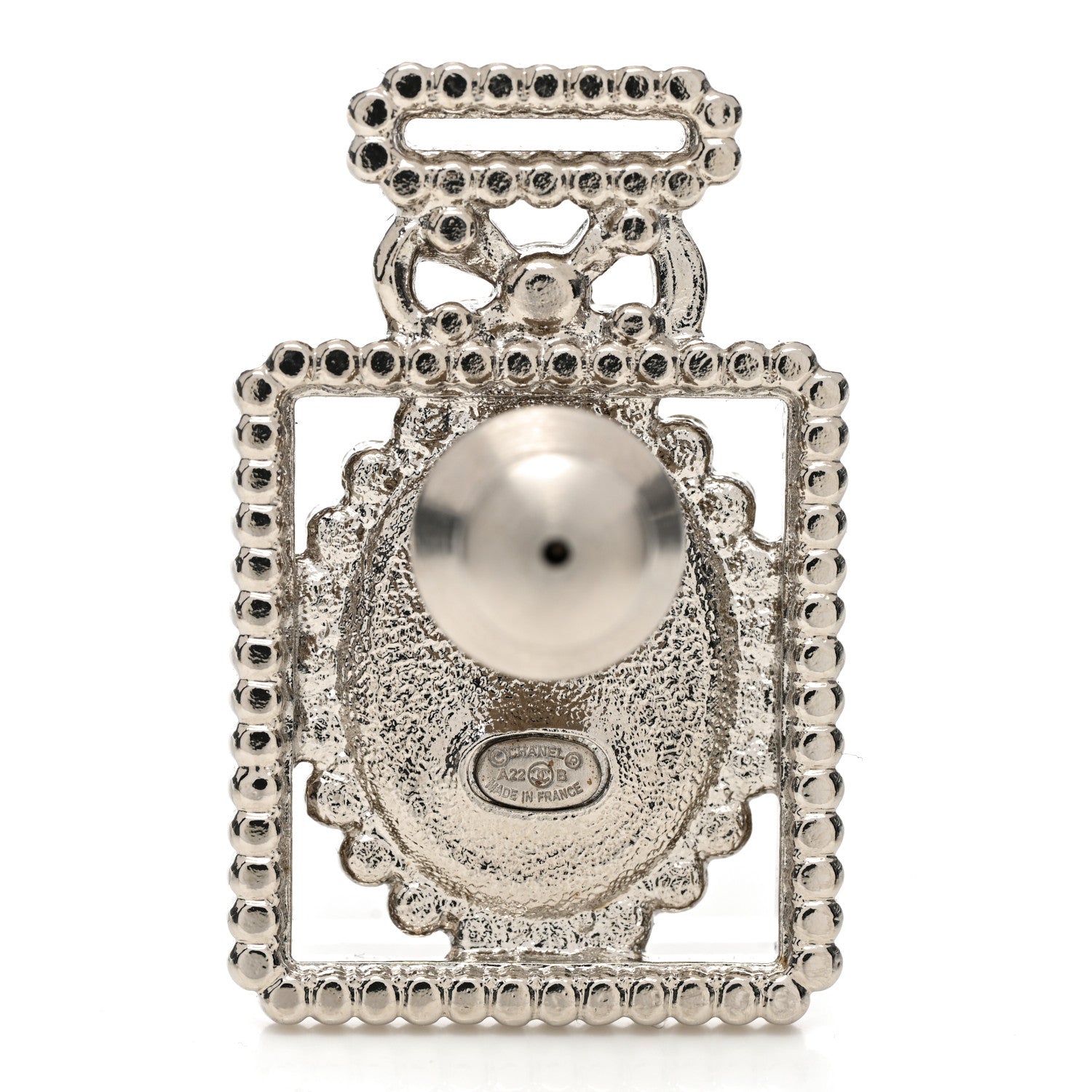 Chanel Crystal CC Perfume Bottle Brooch Black Silver 3 of 5