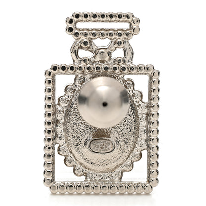 Chanel Crystal CC Perfume Bottle Brooch Black Silver 3 of 5