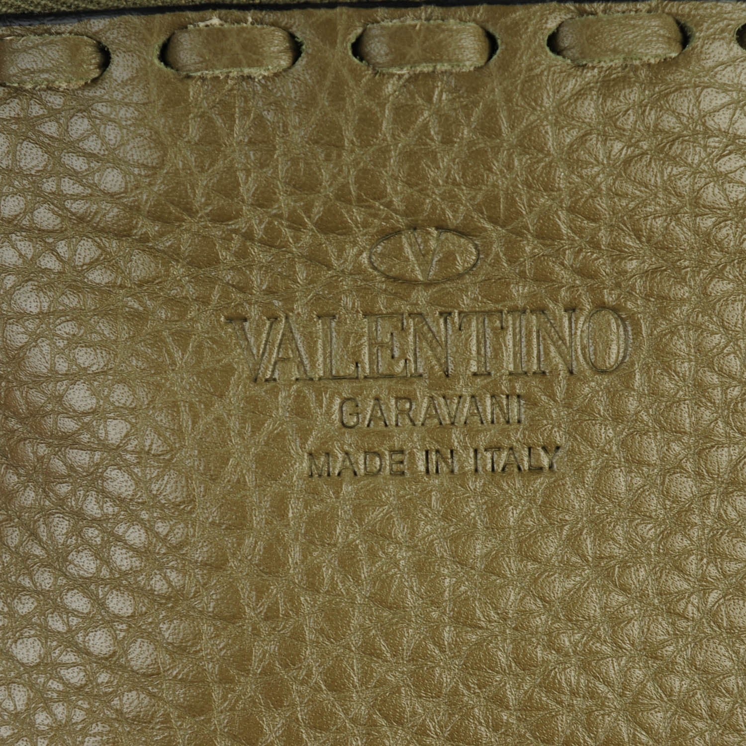 Valentino Garavani Grained Calfskin C-Rockee Fringe Tote Army Green 6 of 7