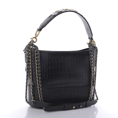 Chanel Crocodile Embossed Calfskin Medium Gabrielle Cocodile Hobo Black 3 of 9