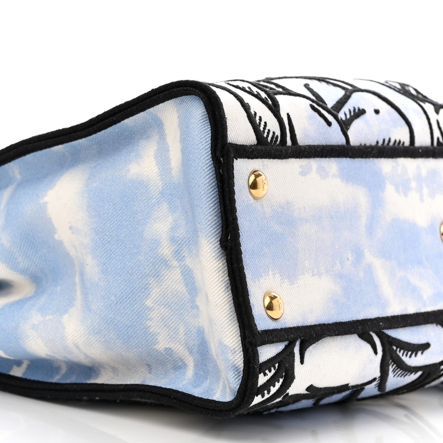 Fendi X JOSHUA VIDES Canvas Calfskin Flower Clouds Embroidered Medium Peekaboo Iconic Satchel California Sky 10 of 12