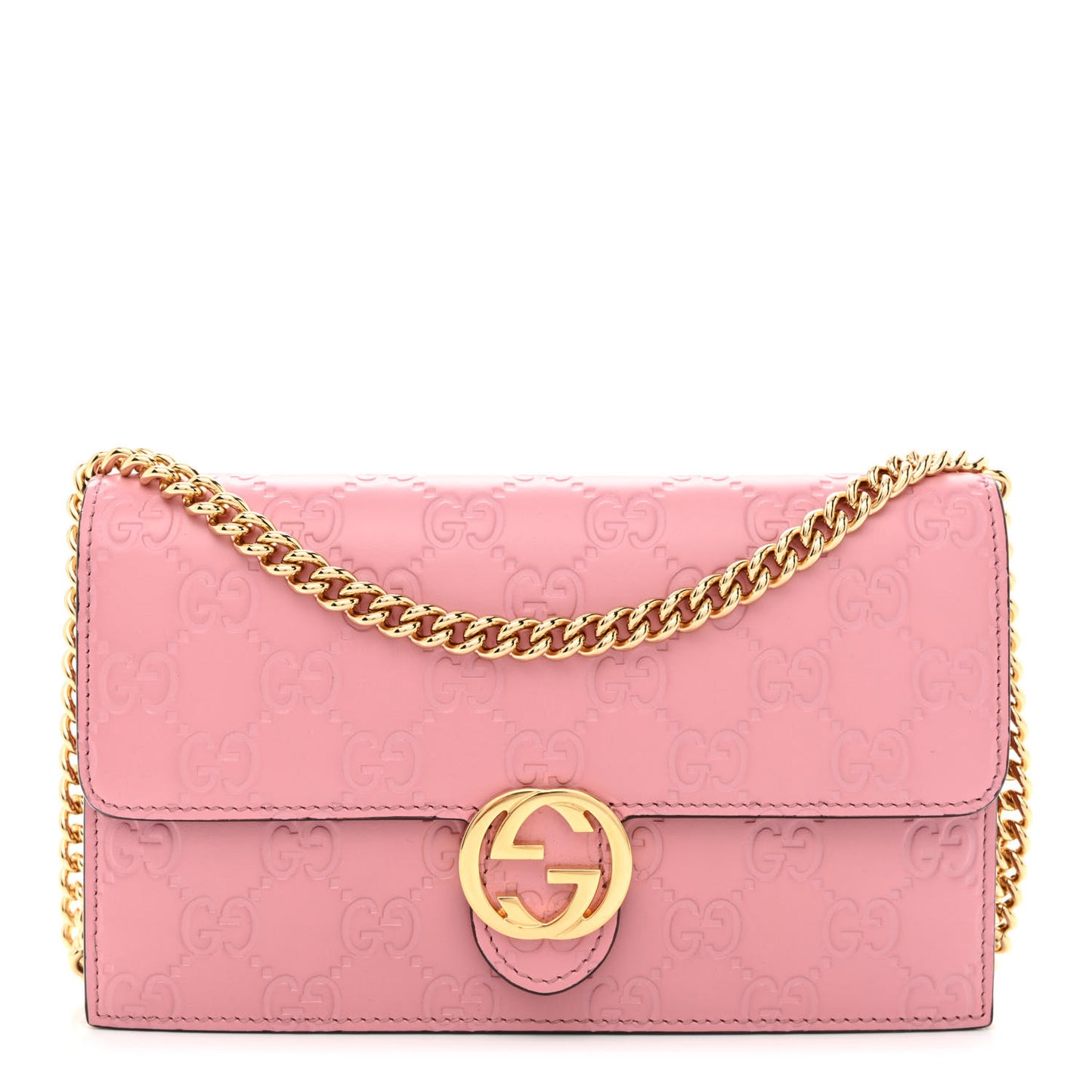 Guccissima Icon Chain Wallet Carmine Rose