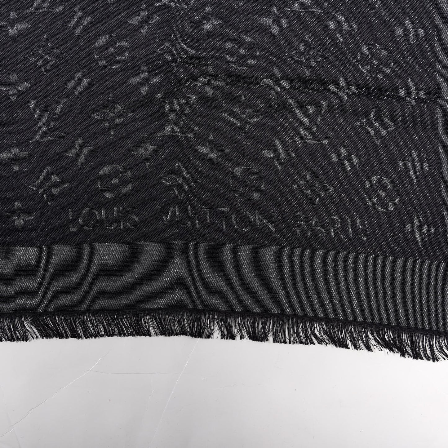 Silk Lurex Wool Monogram Shine Shawl Black