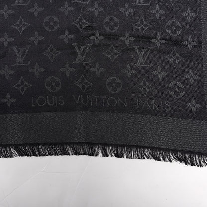Louis Vuitton Silk Lurex Wool Monogram Shine Shawl Black 2 of 3