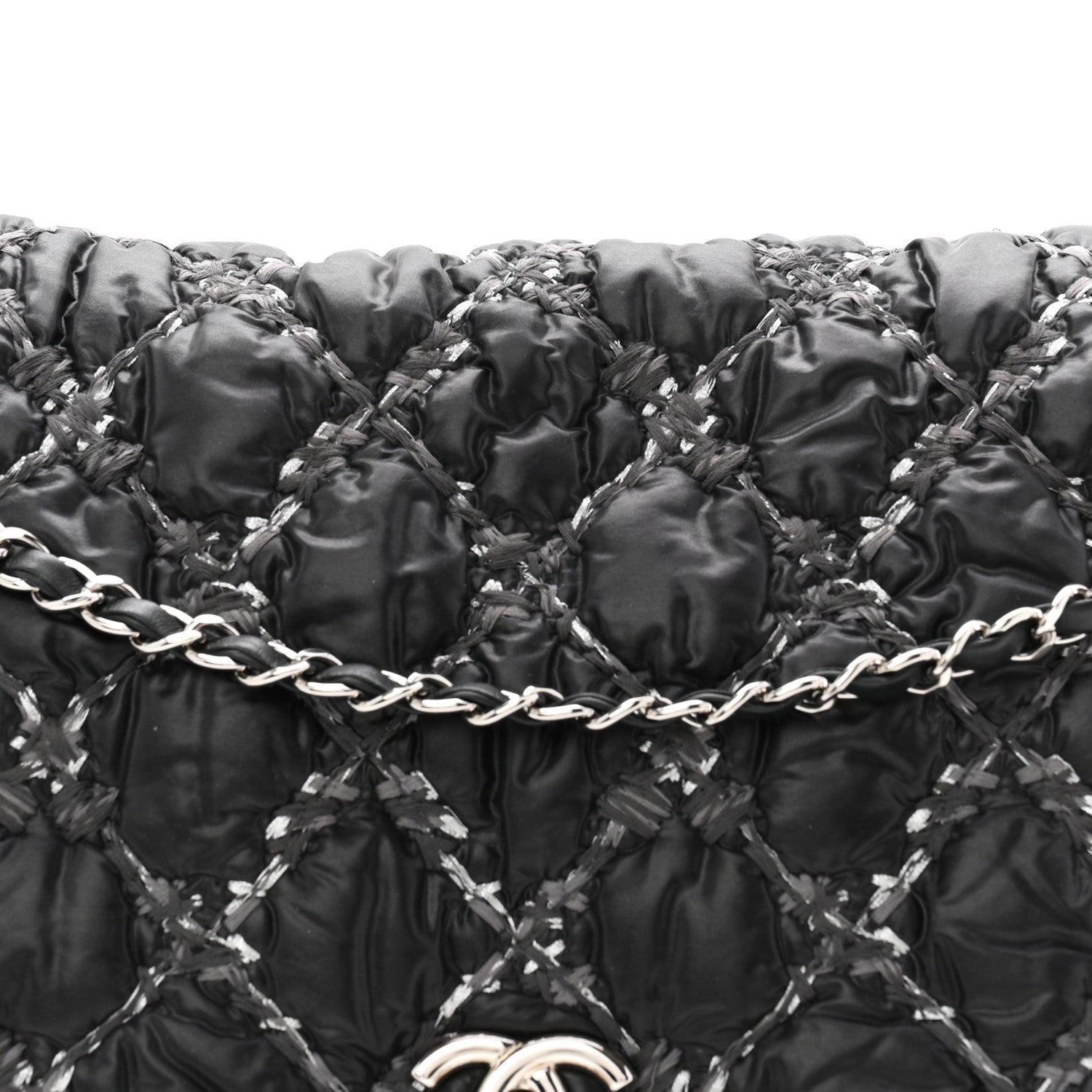 Chanel Nylon Quilted Tweed Stitch Bubble Flap Black 8 of 11
