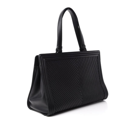 Chanel Calfskin Chevron Quilted Boy Shopping Tote Black 3 of 11