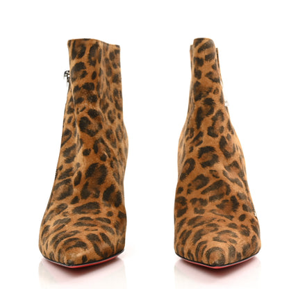 Christian Louboutin Veau Velours Kitty Birgikate 85 Ankle Boots 36.5 Leopard 2 of 7