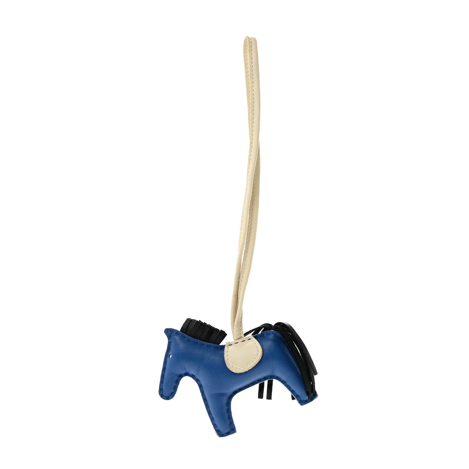 Hermes Milo Lambskin Grigri Rodeo Horse Bag Charm PM Bleu France Nata Black 1 of 5