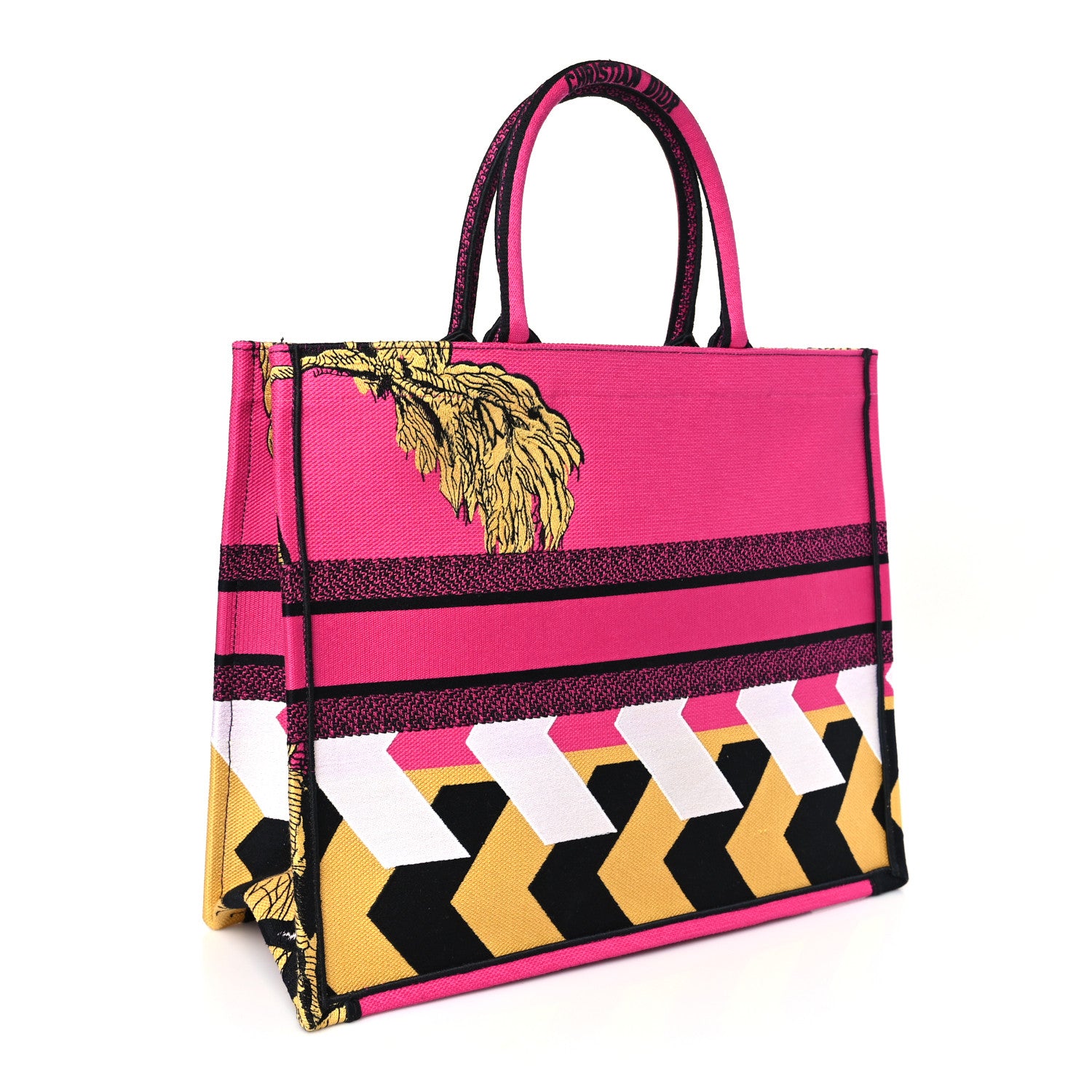 Christian Dior Canvas Embroidered Large Jungle Pop Book Tote Fuchsia Multicolor 3 of 9