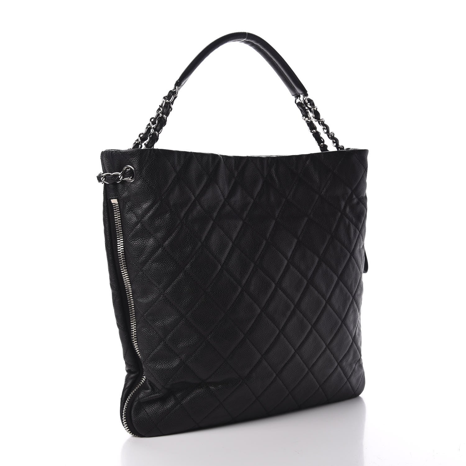 Chanel Caviar Quilted Expandable Zip Shoulder Bag Black 3 of 10