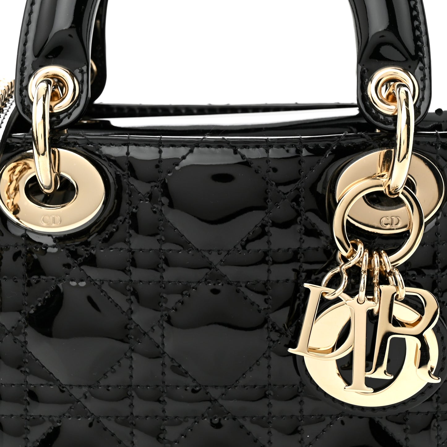Patent Cannage Mini Lady Dior Black