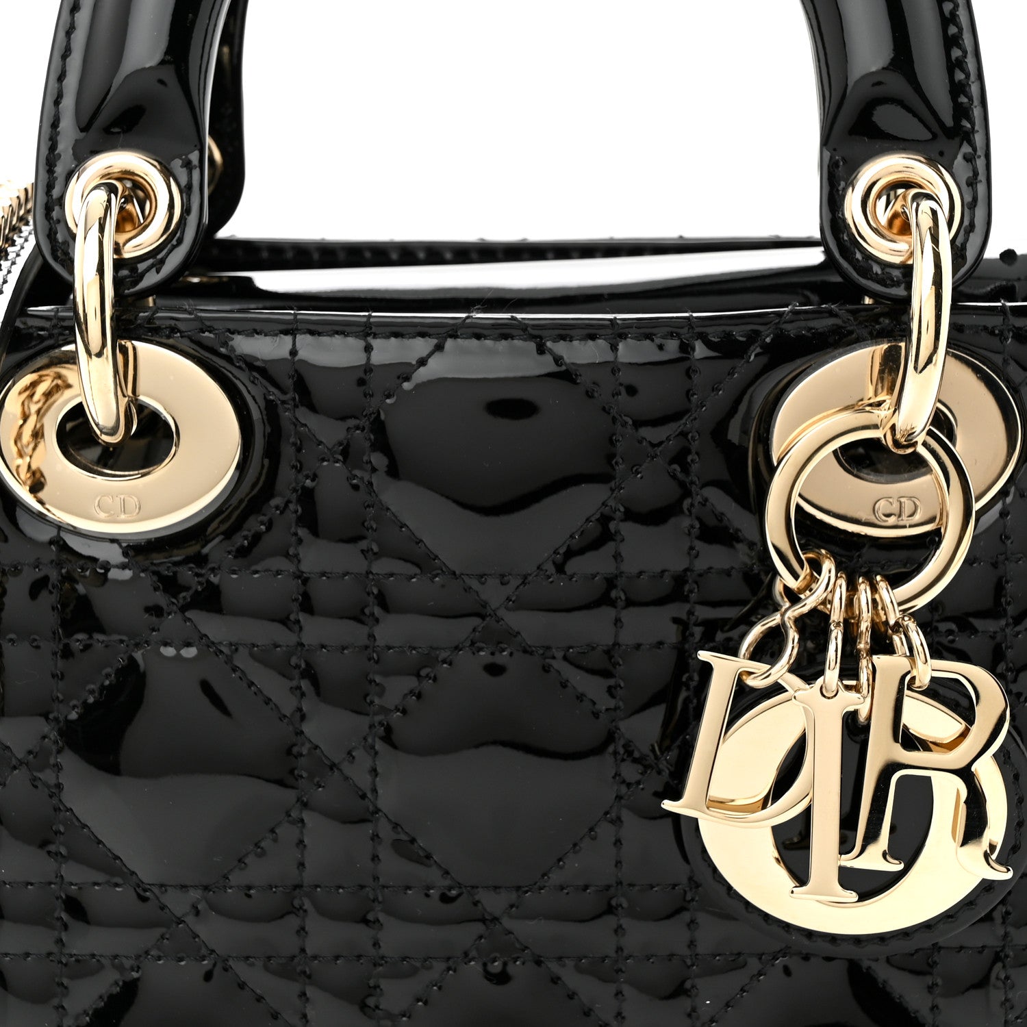 Christian Dior Patent Cannage Mini Lady Dior Black 7 of 9