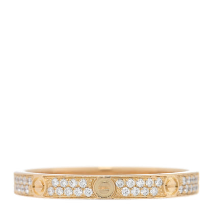 Cartier 18K Yellow Gold Diamond 2.6mm LOVE Paved Band Ring 55 7.25 1 of 5