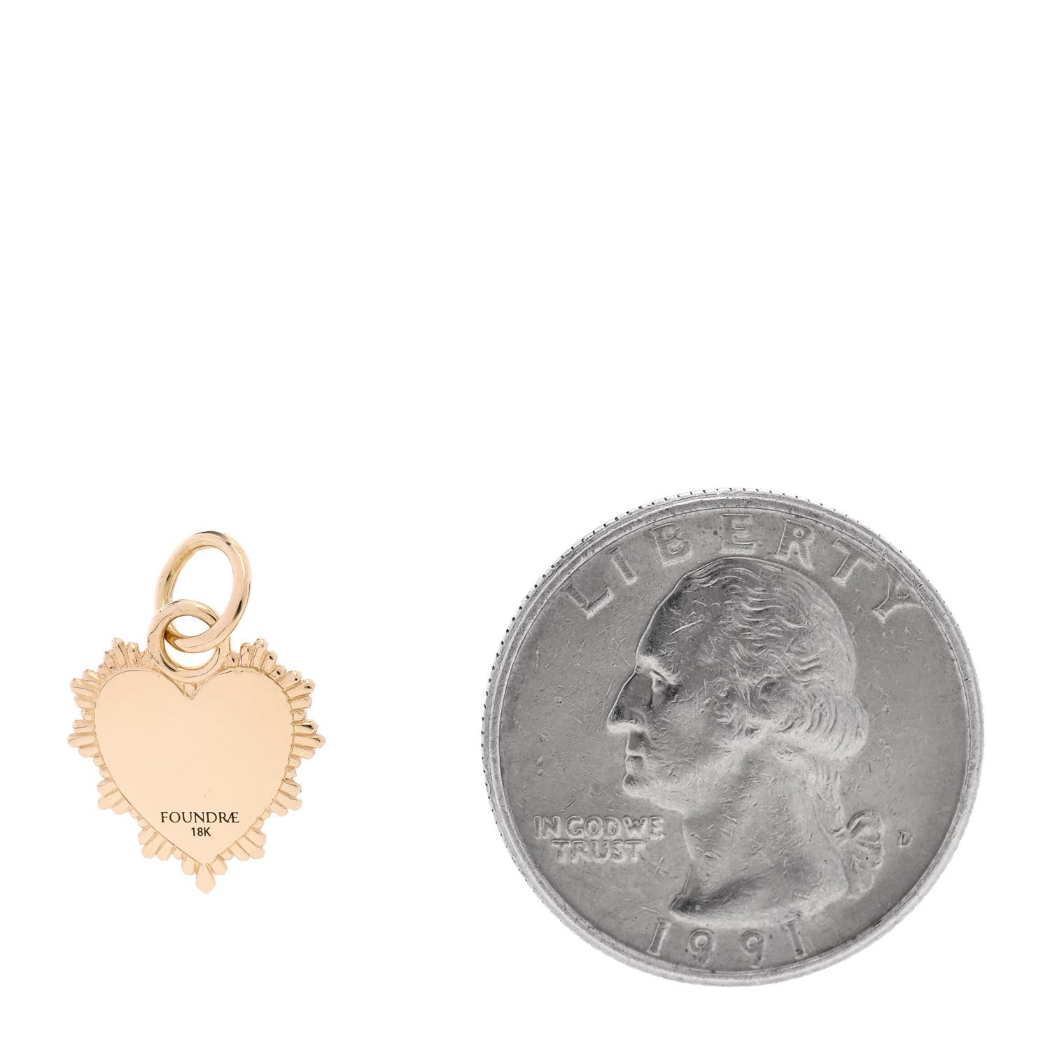 Foundrae 18K Yellow Gold Diamond Initial T Miniature Heart Medallion Pendant 2 of 3