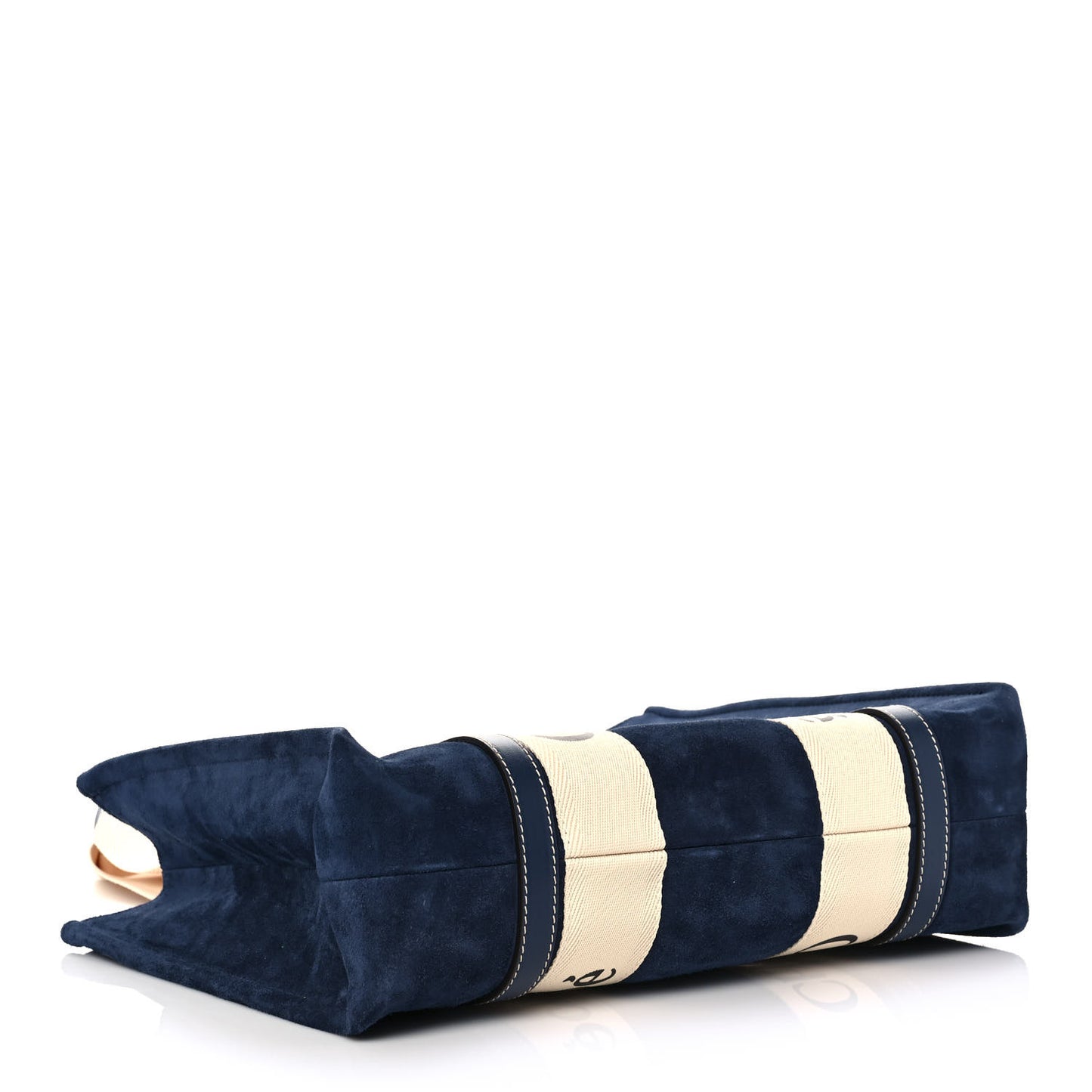Suede Calfskin Medium Woody Ribbon Tote Navy