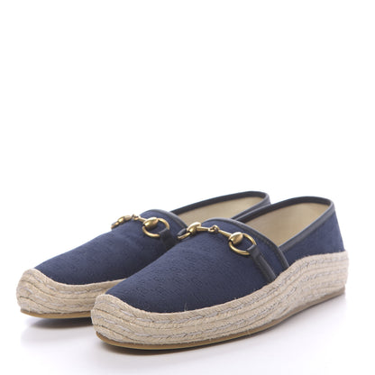 Gucci Jacquard Mini GG Monogram Mens Horsebit Espadrilles 8.5 London Blue Black 3 of 13