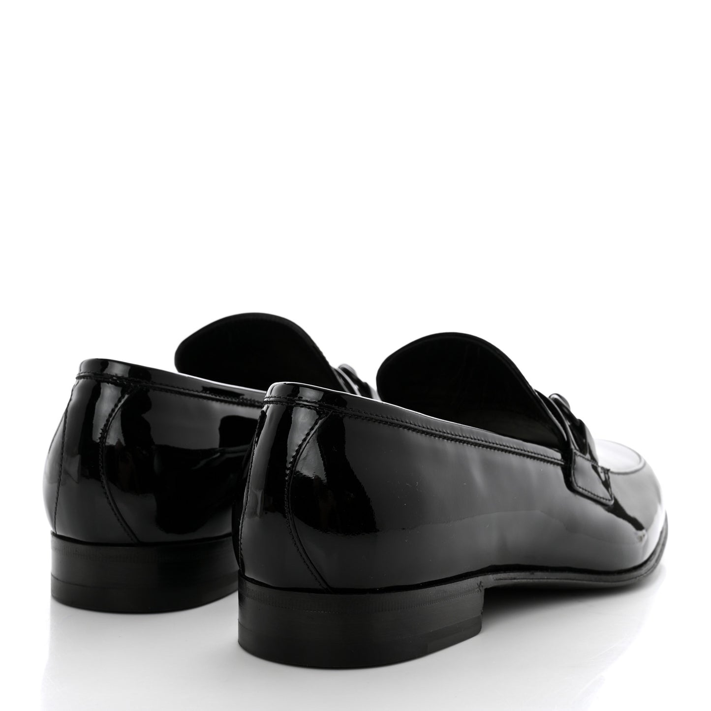Patent Calfskin Mens Horsebit Loafers 8 Black