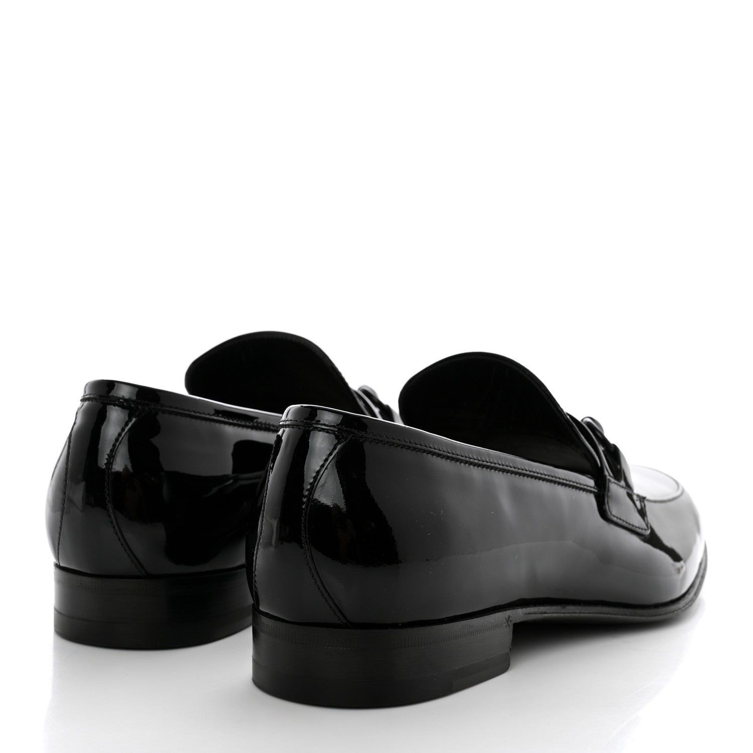 Gucci Patent Calfskin Mens Horsebit Loafers 8 Black 4 of 9