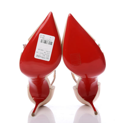 Christian Louboutin Satin PVC Suede Stud Krystal Cross 100 Pumps 40 Nude 6 of 10