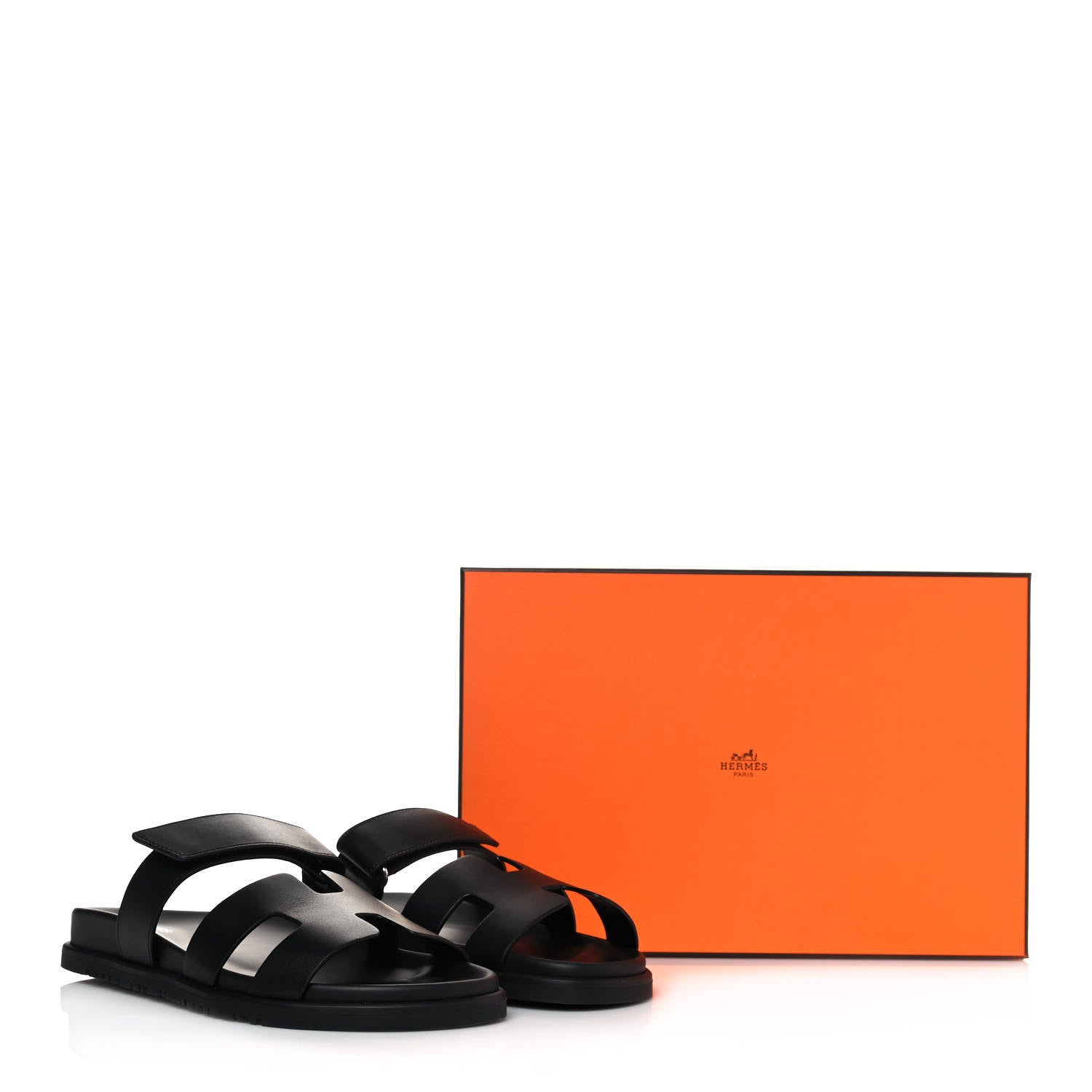 Hermes Calfskin Womens Chypre Sandals 39 Black 10 of 10