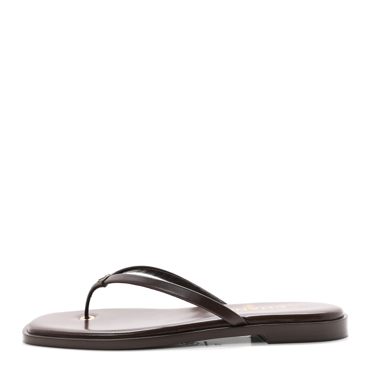Chanel Goatskin CC Times Square Thong Sandals 37 Brown 1 of 10