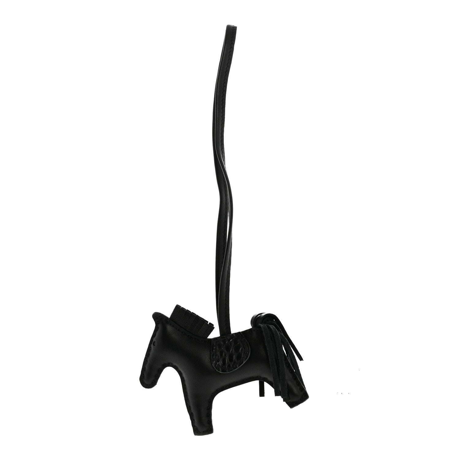 Hermes Milo Lambskin Matte Alligator Touch Grigri Rodeo Horse Bag Charm PM So Black 1 of 5