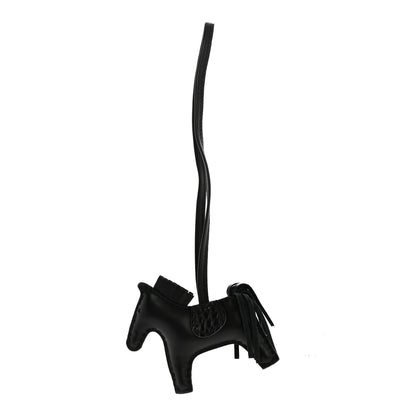 Hermes Milo Lambskin Matte Alligator Touch Grigri Rodeo Horse Bag Charm PM So Black 1 of 5