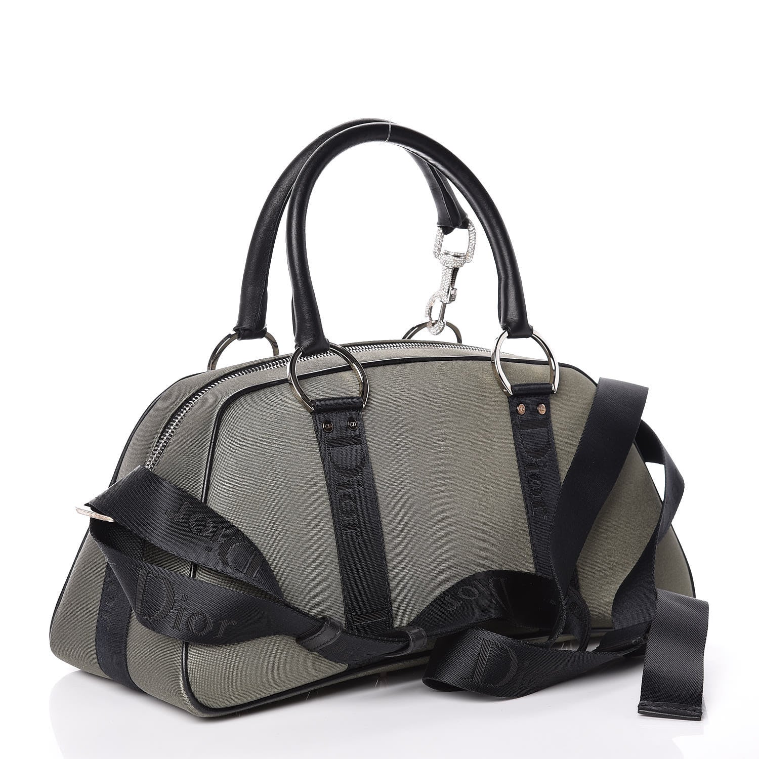 Christian Dior Silk Jersey Crystal Hardcore Bowler Bag Grey Black 4 of 13