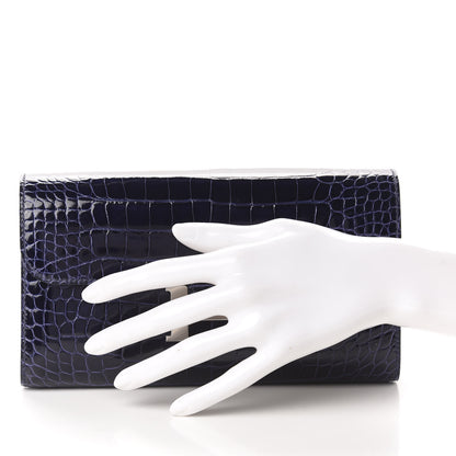 Hermes Shiny Alligator Constance Long Wallet Bleu Encre 2 of 7