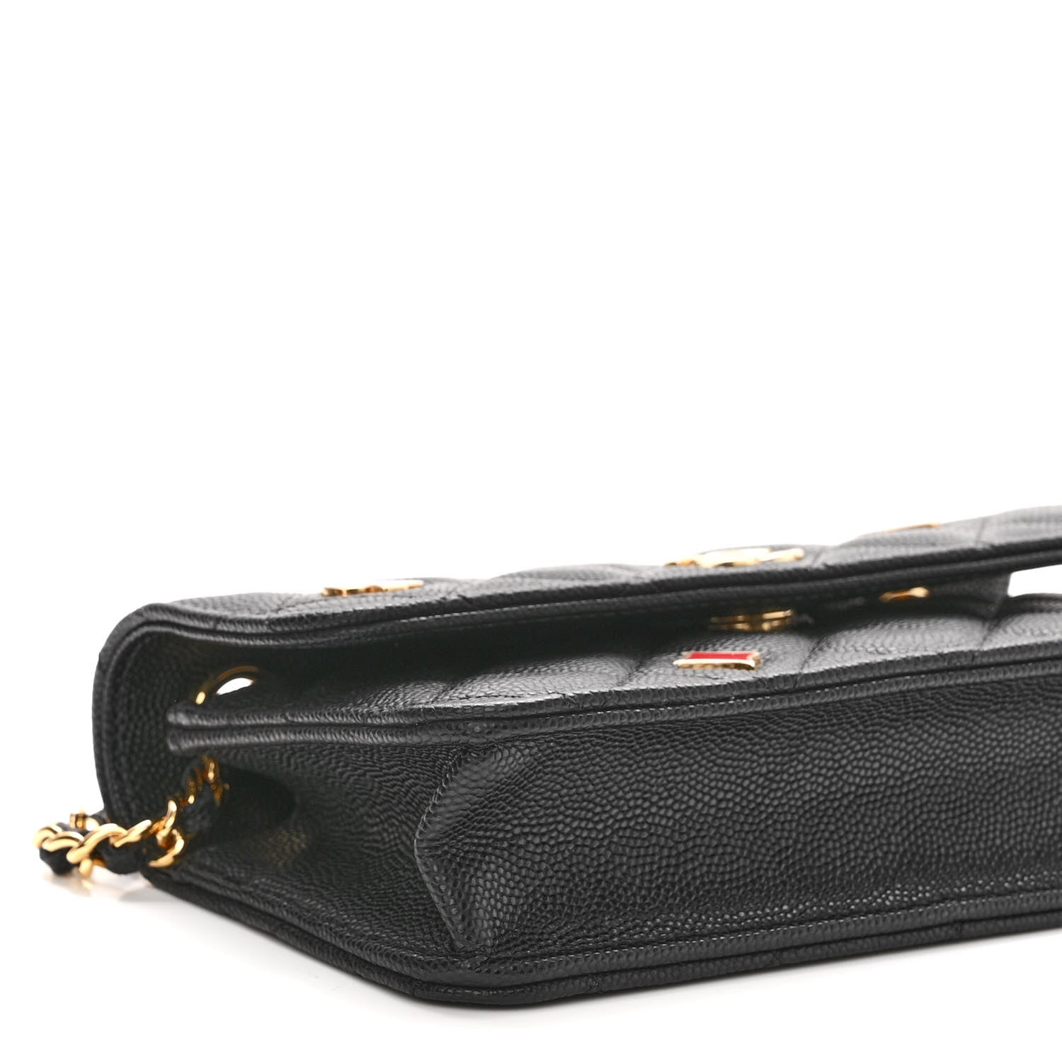 Chanel Caviar Quilted Enamel Coco Casino Flap Phone Holder With Chain Black 10 of 11