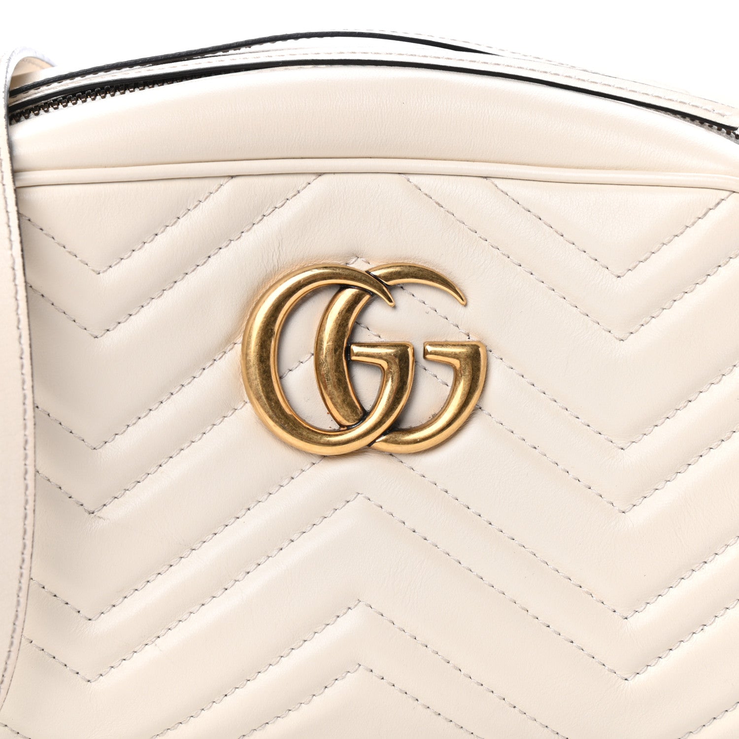 Gucci Calfskin Matelasse Small GG Marmont Chain Shoulder Bag White 7 of 9