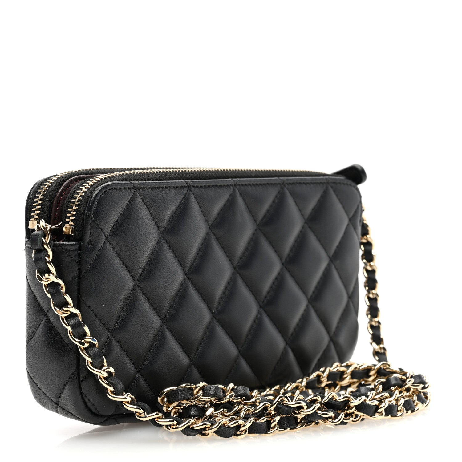 Chanel Lambskin Quilted Small Clutch With Chain Black 3 of 12