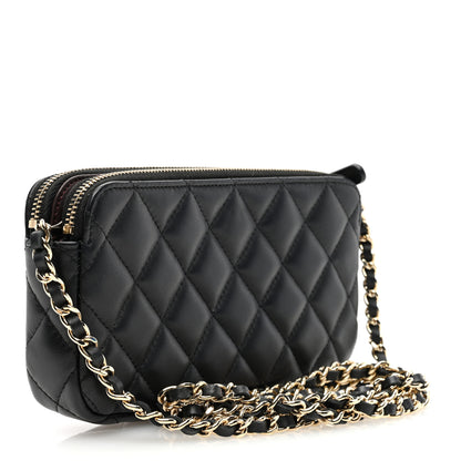 Chanel Lambskin Quilted Small Clutch With Chain Black 3 of 12
